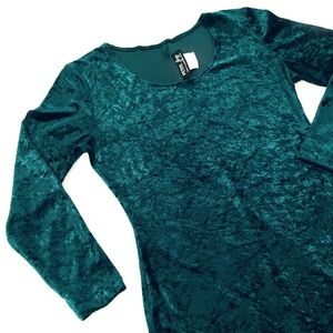 90s Green Velvet Dress - S/M